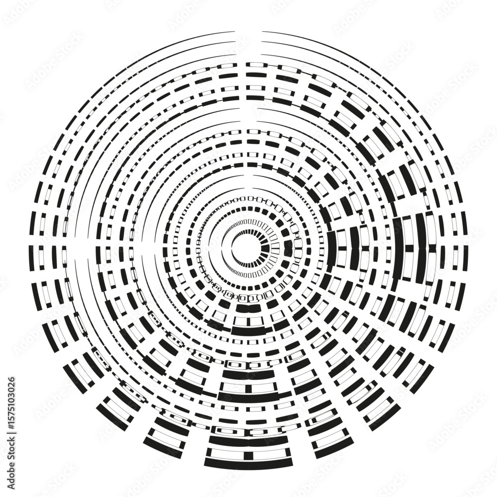 Poster spiral line pattern. abstract circle form. black white vector. concentric digital design.