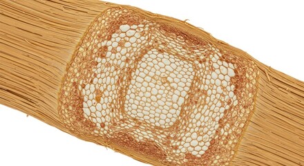 Microscopic detail exposing the cellular composition of a monocot stem section