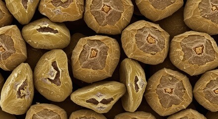 Microscopic Marvel: Close-up Visuals of Exotic Seeds Displaying Intricate Textures and Shapes