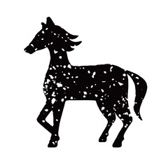 馬の判子風デザイン素材・黒