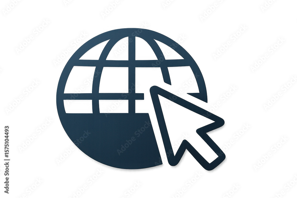 Aufkleber Digital world map with computer mouse interacting, symbolizing worldwide web connection and global networking