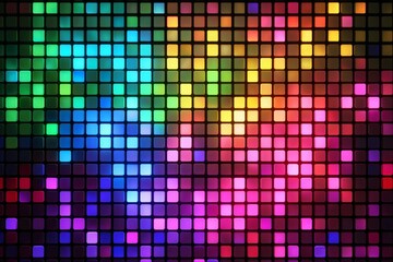 Colorful abstract led light pattern with bright neon squares