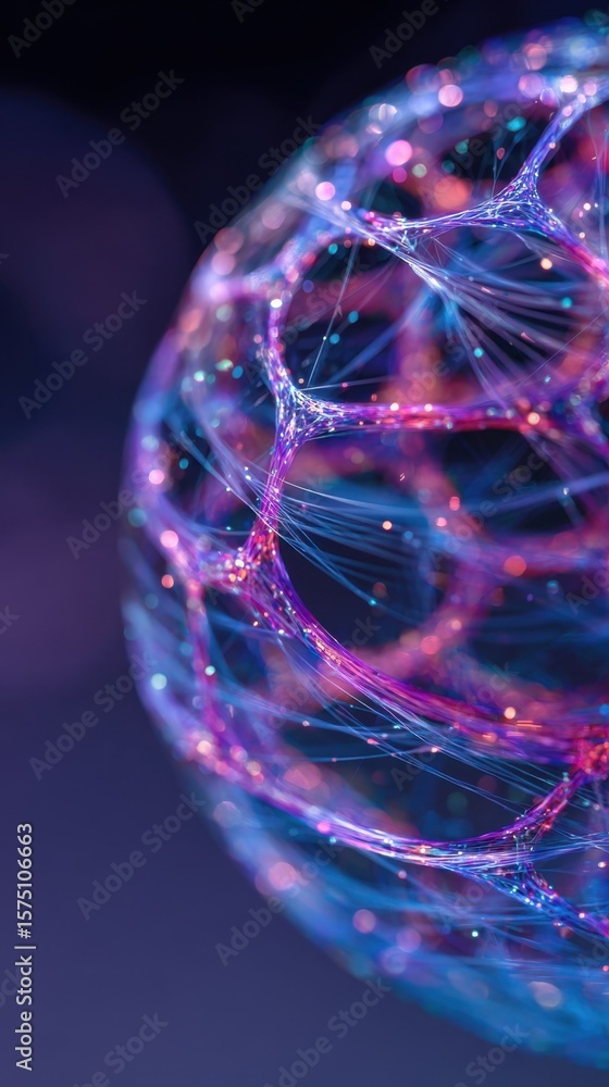 Poster a captivating holographic sphere intertwined with luminous data streams showcasing the intricate web