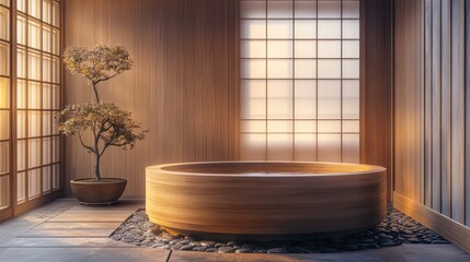 Serene Japanese room with shoji screens, tatami, futon, and soft natural lighting.