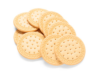 Heap of sweet cookies on white background