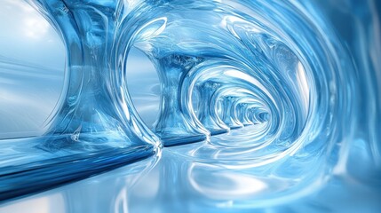 Abstract blue glassy tunnel background creating a captivating visual journey
