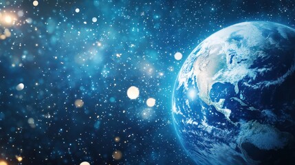 Obraz premium Striking view of planet Earth amidst a cosmic background of twinkling stars