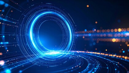 Fototapeta premium Technology digital interface artificial intelligence hologram future network abstract background computer ai information futuristic communication concept or virtual data cyberspace innovation display.