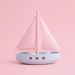 "Whimsical Waters: The Playful Pastel Sailboat"
