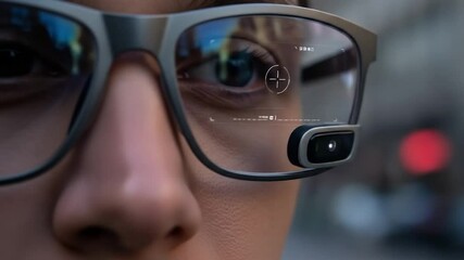 Futuristic Smart Glasses: Augmented Reality Vision and Advanced Technology Interface - Powered by Adobe