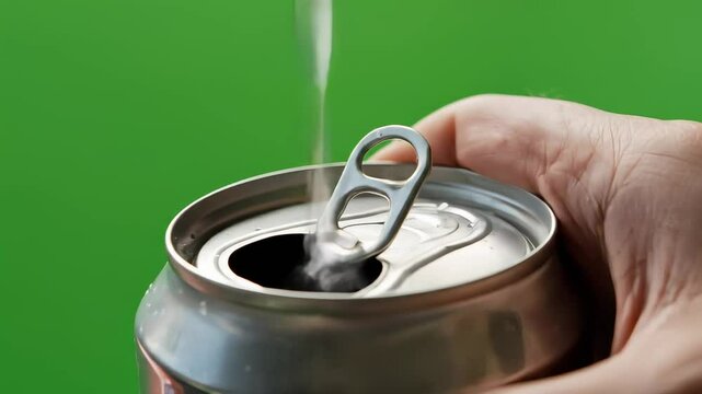Opening a soda can and pouring liquid, showcasing the release and refreshing action in detail