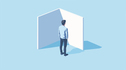 Isometric Man Standing with His Back Partially Turned Away