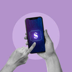 Hand, Holding, Mobile Phone, Digital Currency, Technology, Paying, Telephone, Mobile App, Using...