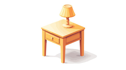 Elegant Isometric Side Table with Night Lamp - Modern Interior Design Concept
