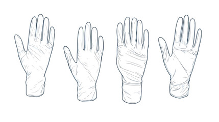 Obraz premium Medical Gloves Line Art Vector Icon for Healthcare Professionals
