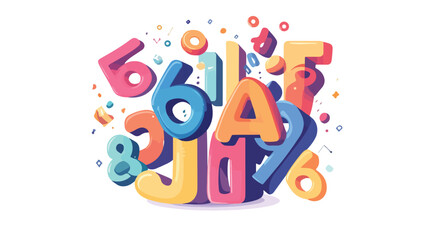 Vibrant Numbers and Colors Flat Vector Illustration Centered