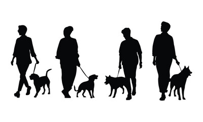 walking dog silhouette with white background separate
