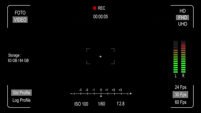Modern mobile camera screen recording overlay with realistic UI elements and alpha channel background, suitable for app demos and digital content creation.
