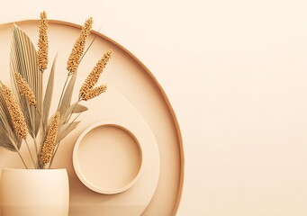 Minimalist beige arrangement floral still life
