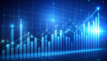 Fototapeta premium Digital 3D Stock Market Analysis with Growth Charts and Financial Investment Data.
