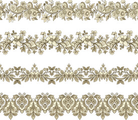 Vintage Floral Ornate Borders and Dividers Vector Set