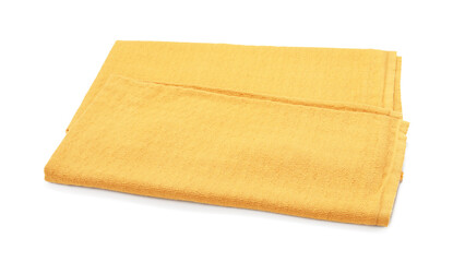 One yellow beach towel isolated on white