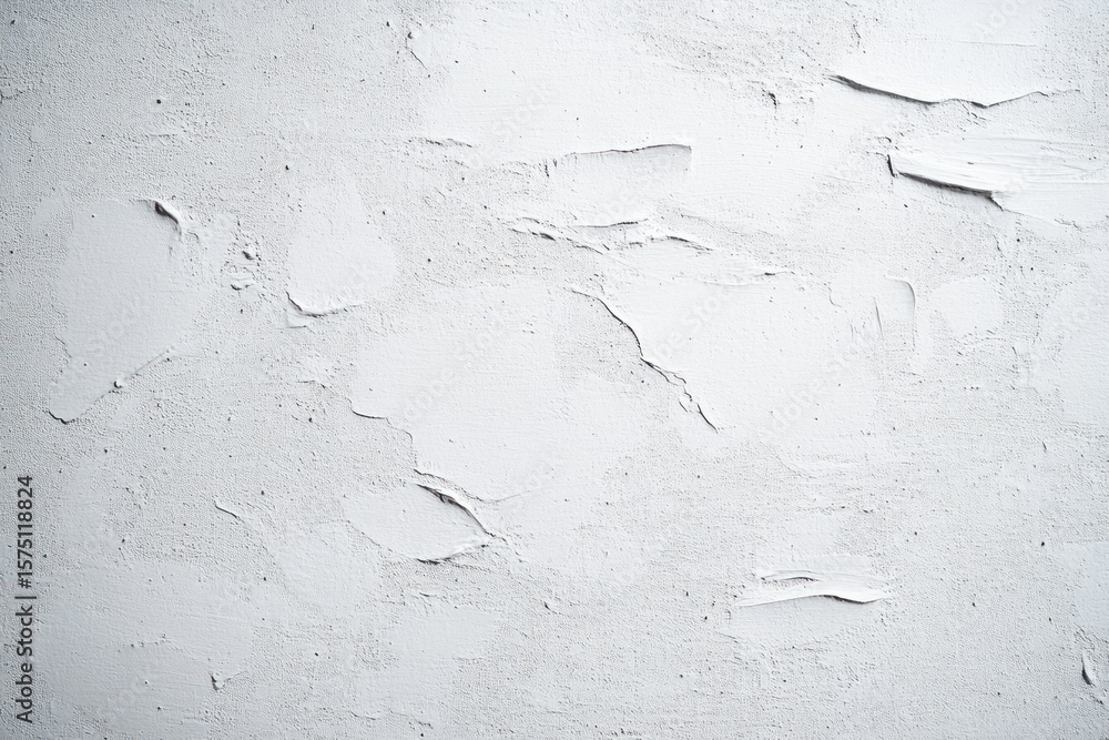 Poster white textured plaster wall with rough uneven surface and cracks creating abstract patterns