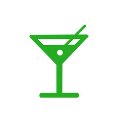 Cocktail Glass Icon – Martini with Olive Silhouette Vector。カクテルグラスのアイコン／マティーニとオリーブのシルエット素材	