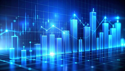 Fototapeta premium Digital 3D Stock Market Analysis with Growth Charts and Financial Investment Data.