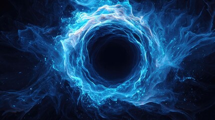 Abstract swirling blue vortex design.