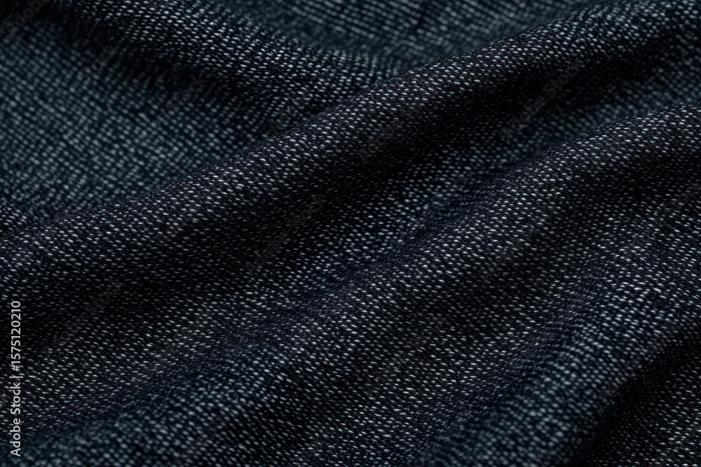 Poster close-up of dark textured fabric with woven pattern and subtle folds creating depth and shadow