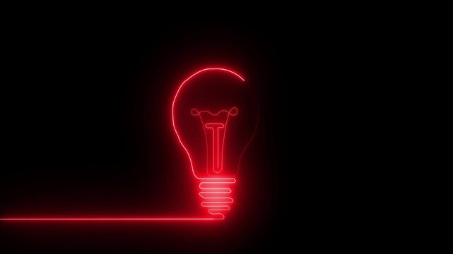 Vertical banner of glowing neon line light bulb icon isolated on black background. technology technology energy concept.Energy idea, Electric neon bulb icon Vertical banner of glowing neon line ligh