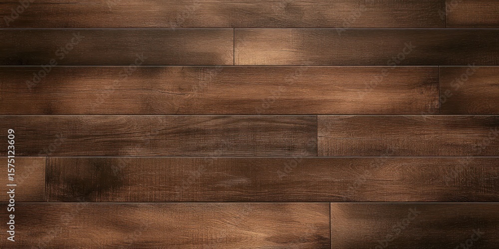 Poster smooth dark brown wooden floor with subtle natural grain patterns and warm tones creating a cozy and