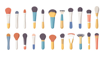 Professional Makeup Brush Set Vector Illustration