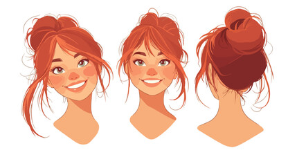 Smiling Happy Girl Flat Design Illustration