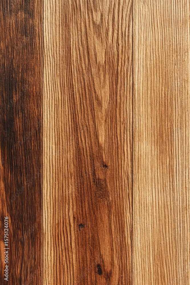 Aufkleber close-up view of natural wooden surface with distinct grain patterns and varying shades of brown cre