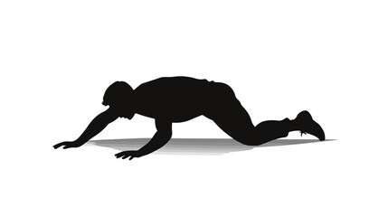 Obraz premium Silhouette of Man Crawling Black and White Icon