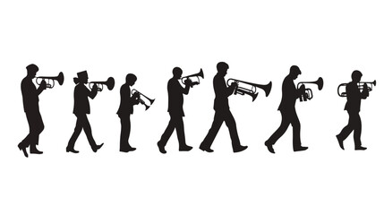 Dynamic Marching Band Vector Silhouette for Design Projects