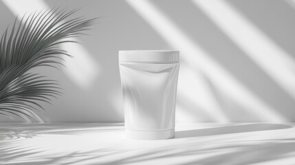 Blank white cosmetic container displayed against a neutral background.