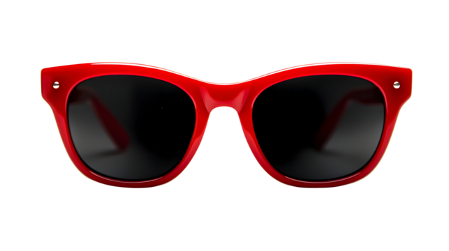 Red sunglasses isolated on transparent background. - Powered by Adobe