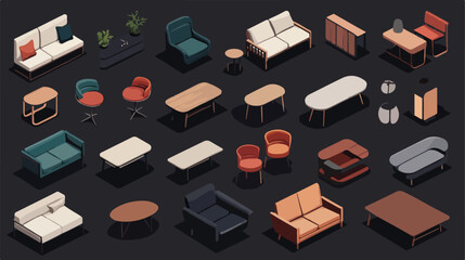 Modern Isometric Furniture Collection for Interior Design Projects