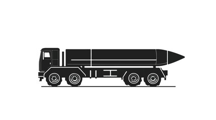 Sleek Missile Truck Black and White Icon for Graphic Design