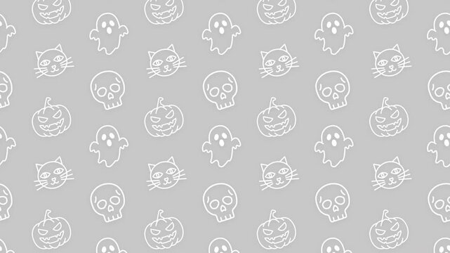 Halloween Icons Background Loop Animation &mdash; Minimal and Seamless.  シームレスループするハロウィンアイコンのパターンアニメーション