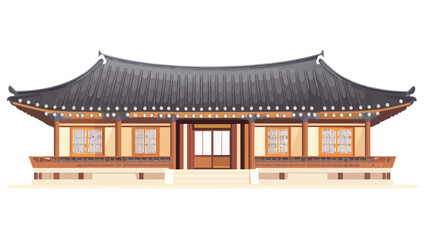Traditional Korean House Vector Image for Creative Projects