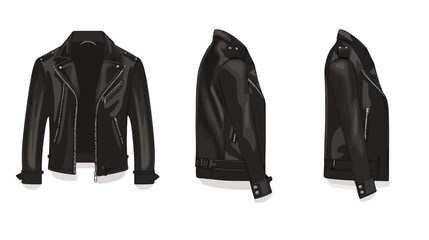 Modern Man Wearing Stylish Leather Jacket Fashion Vector Illustration