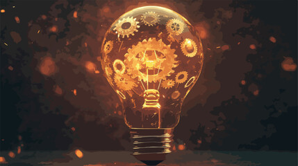 Dynamic Light Bulb with Gears 3D Animation in HD 1080