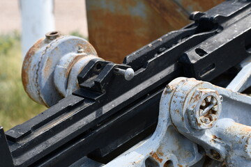 Closeup of machine gun turret. Upper receiver assembly.