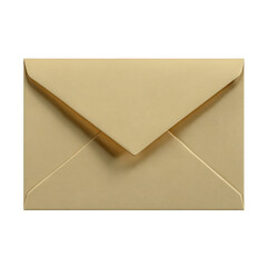 A closed gold envelope for sending mail is isolated on transparent background, ready for a personalized message