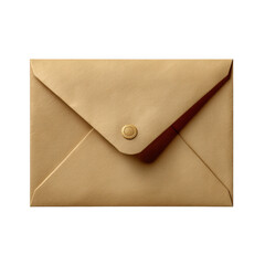 A luxurious gold envelope with a button closure, isolated on transparent background, perfect for invitations and elegant communication