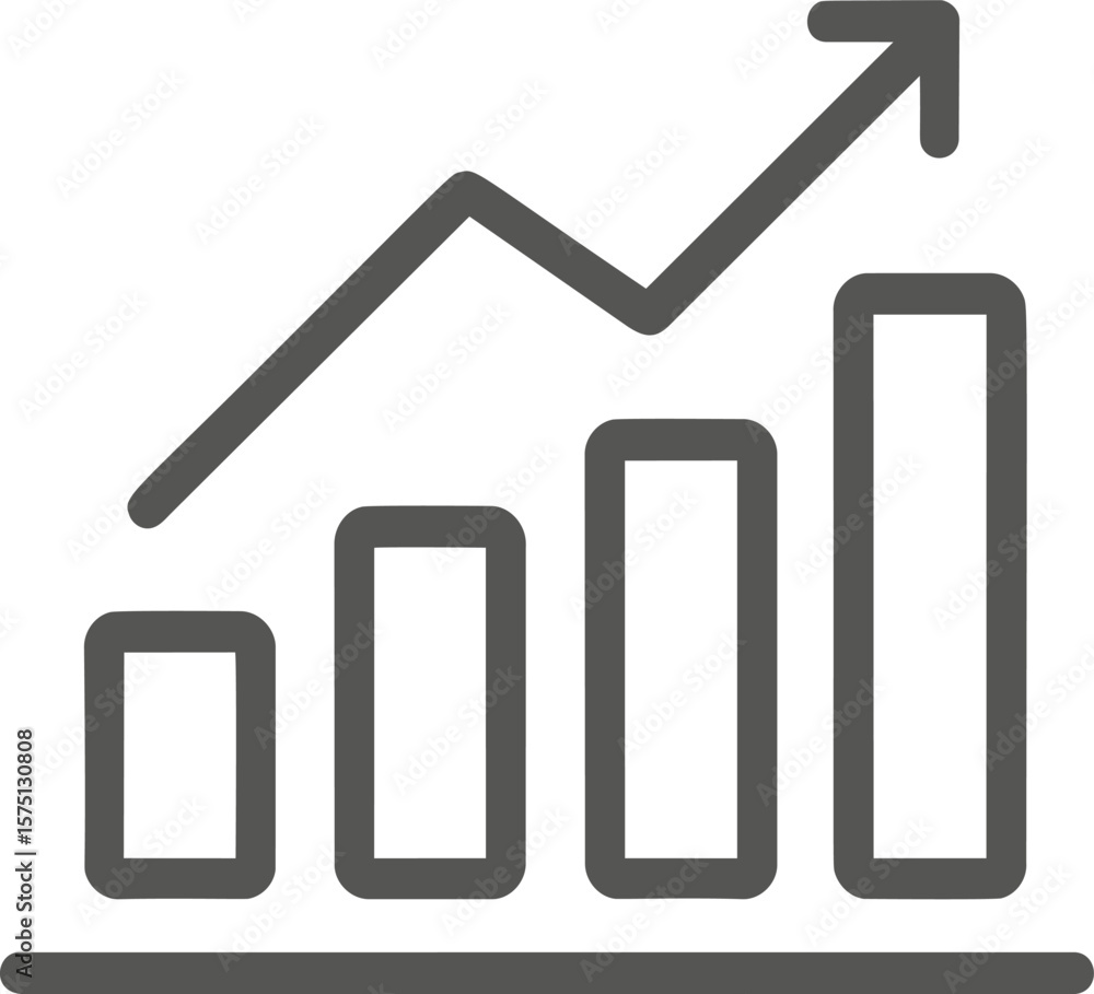 Poster gray line graph with upward trend representing growth metrics